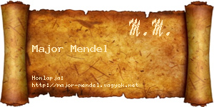Major Mendel névjegykártya